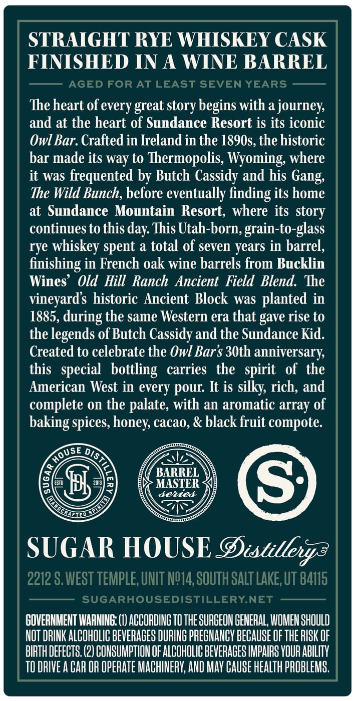 Sugar House Distillery label image 3