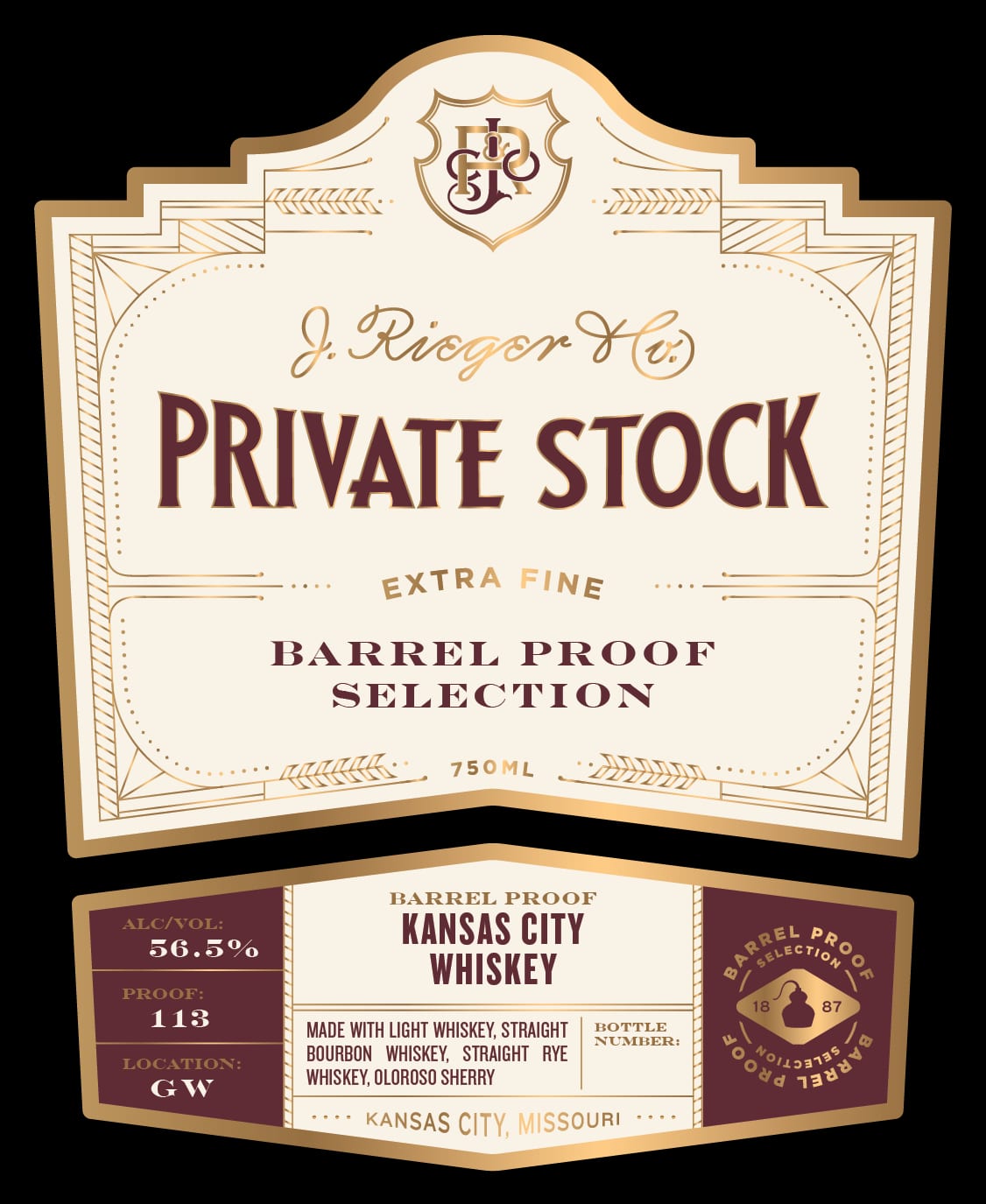 J. Rieger & CO. Private Stock label