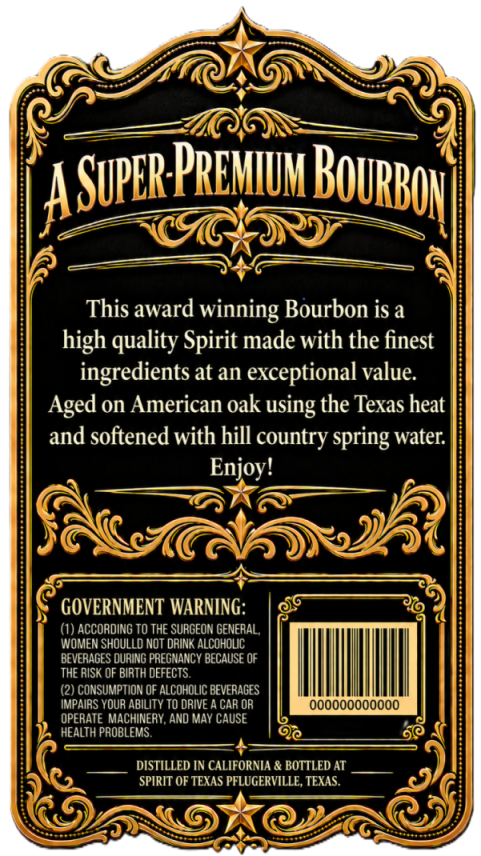 Spirit Of Texas Straight Bourbon Whiskey label image 2