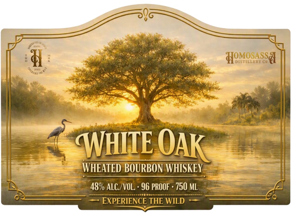 White Oak Wheated Bourbon label
