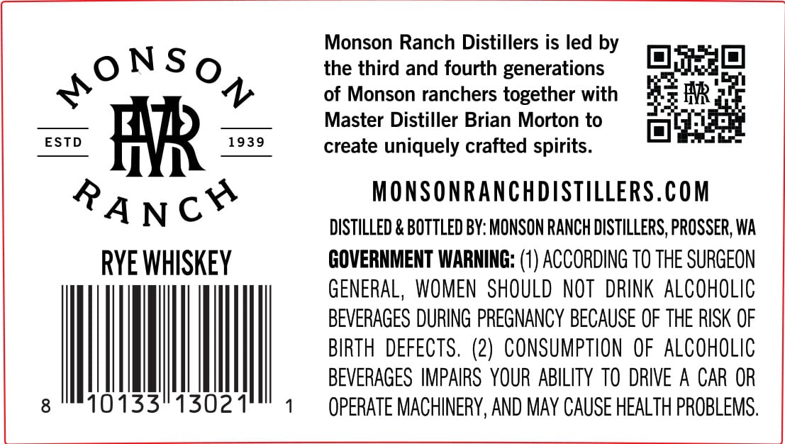 Monson Ranch Distillers Qfc label image 2