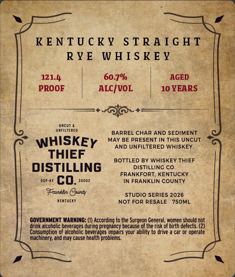 Whiskey Thief Distilling CO. Kentucky Ryefle label image 2