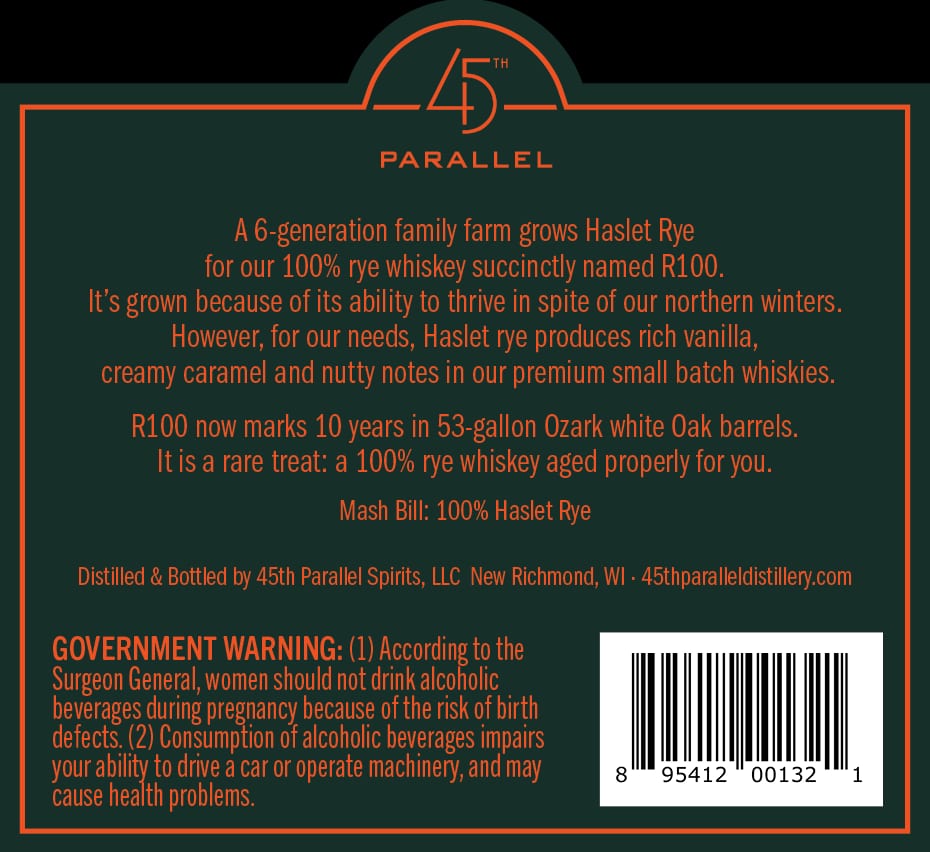 45TH Parallel R100 label image 2