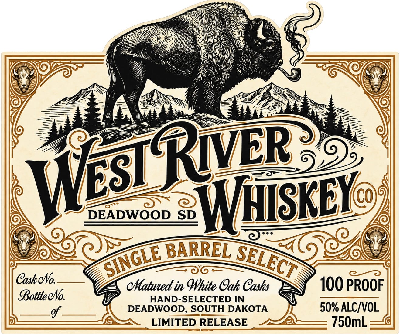 West River Whiskey label
