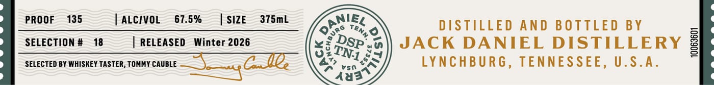 Jack Daniel's Distillery Series Tennessee Blend #1 label image 2