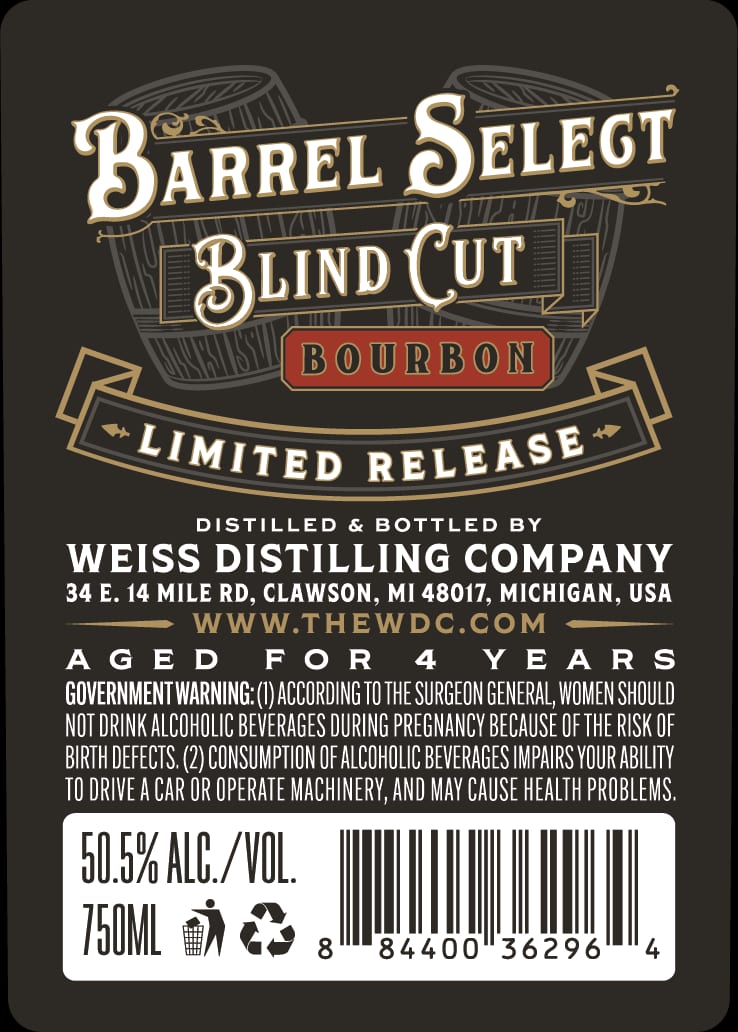 Weiss Distilling Company Barrel Select Blind Cut Bourbon label image 2