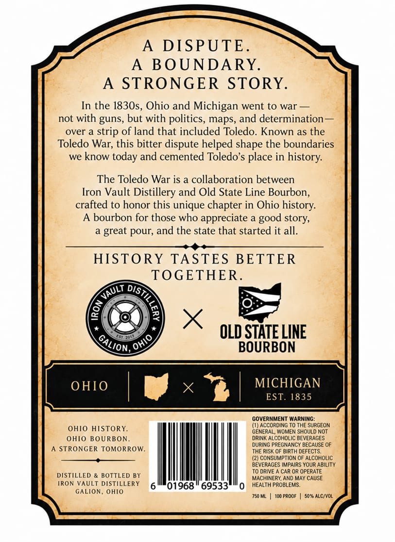 Iron Vault Distillery Toledo War Bourbon label image 2