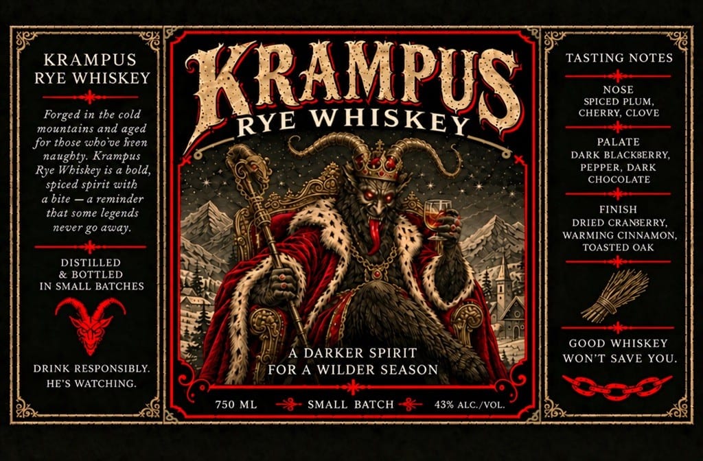 Krampus Rye Whiskey label