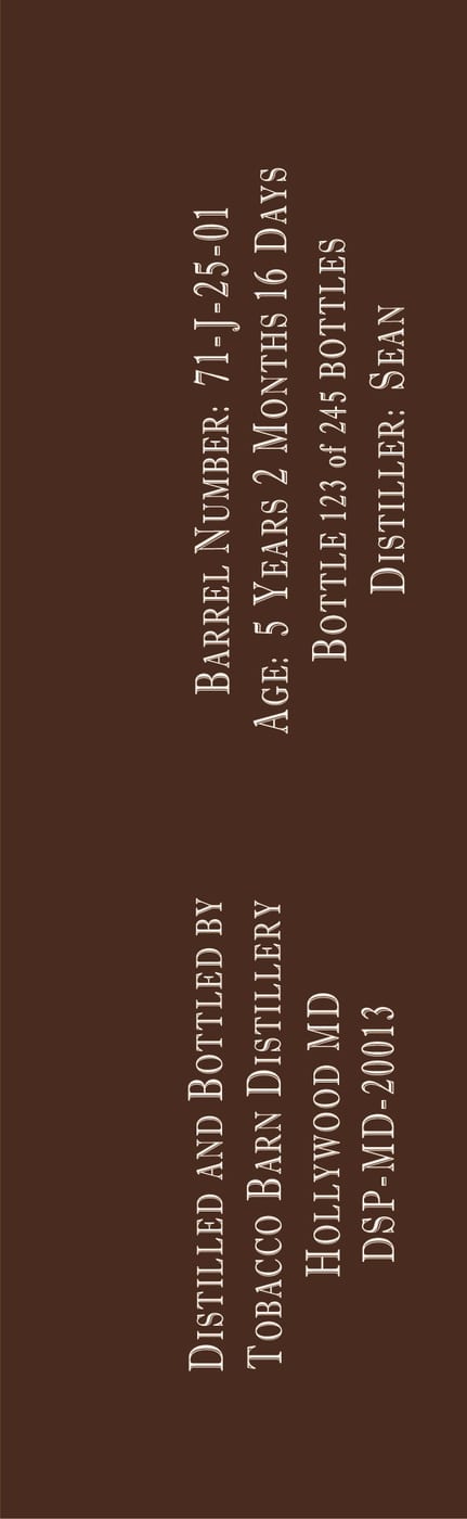 Tobacco Barn Distillery label image 2