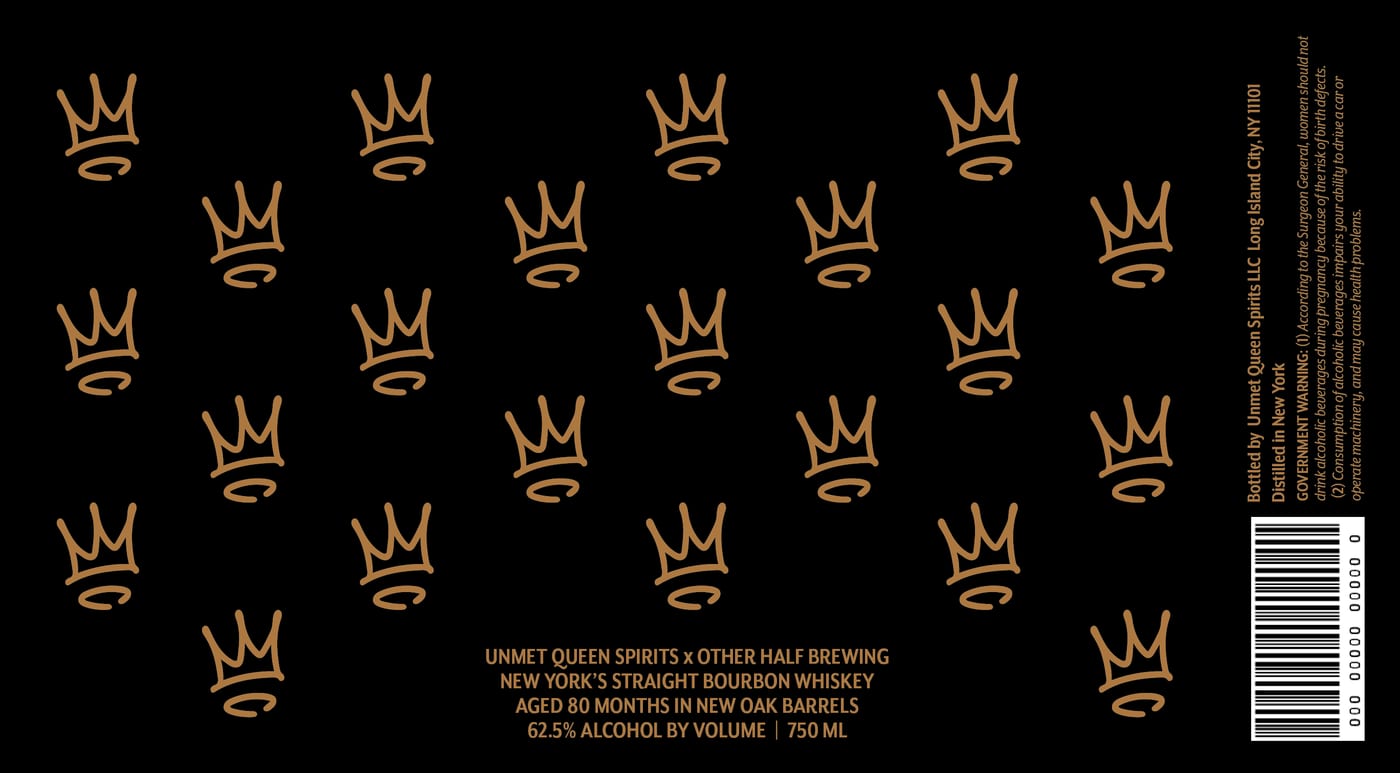 Unmet Queen Spirits X Other Half Brewing label