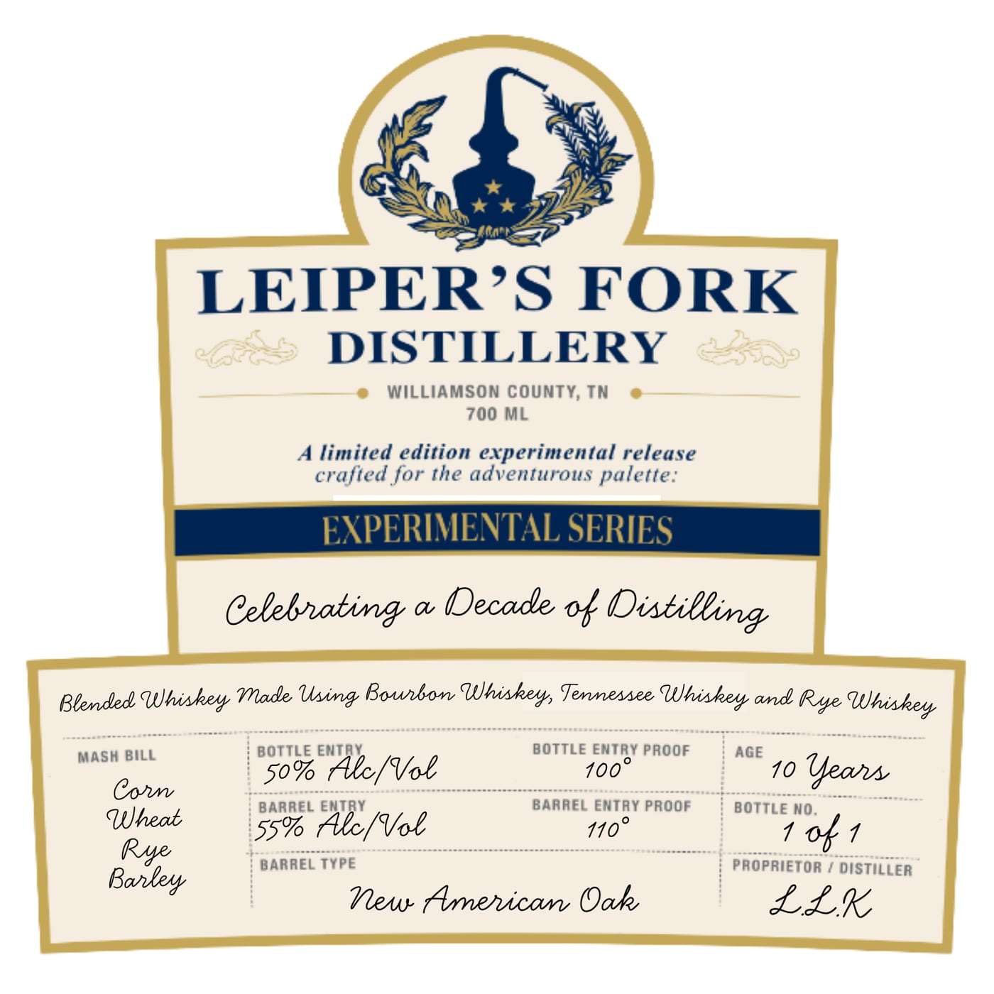 Leiper's Fork Distillery label