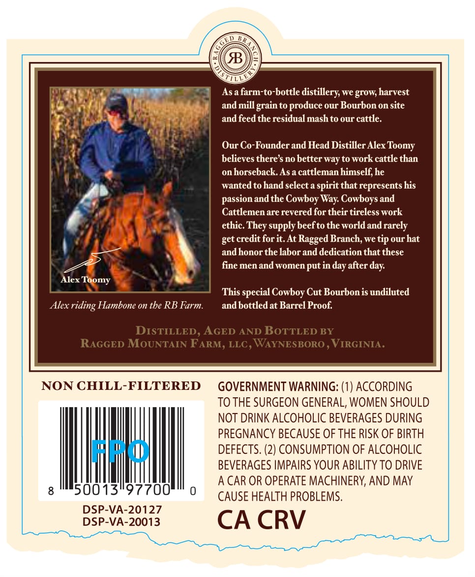 Ragged Branch Cowboy Cut Wheated Bourbon label image 2