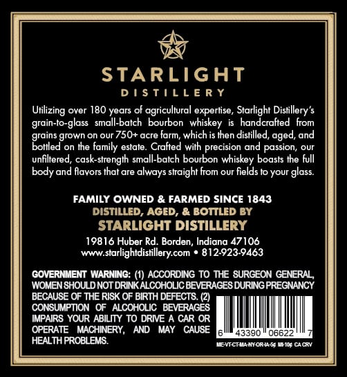 Starlight Distillery Small Batch label image 2