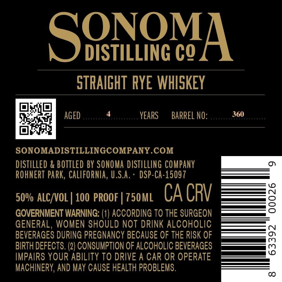 Sonoma Distilling Company label image 3