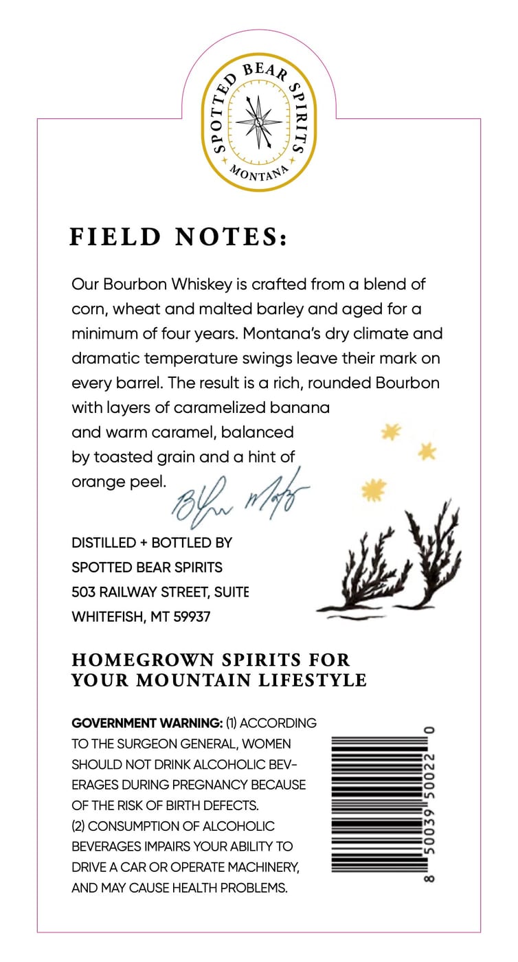 Spotted Bear Spirits Bourbon Whiskey label image 2