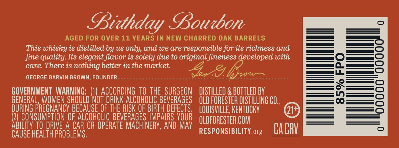 Old Forester Birthday Bourbon 2027 label image 2