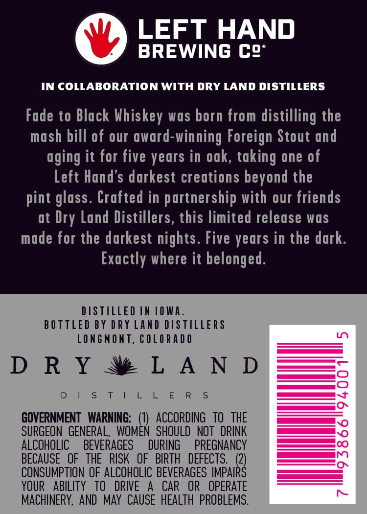 Dry Land Distillers Fade To Black label image 2